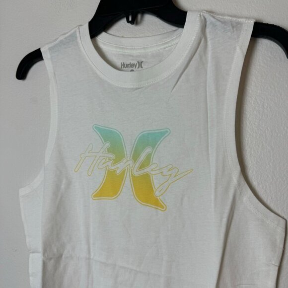 Hurley Tops - Hurley Alexes Muscle Crew Tank XS Marshmallow White 100% Cotton